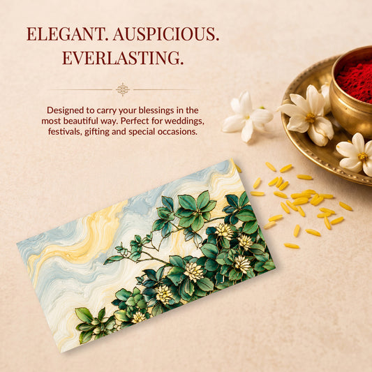 Blue Botanical Garden Printed Shagun Envelopes