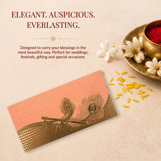 Blush Peach Patterned Shagun Envelopes
