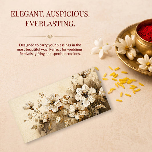 Ivory White Floral Shagun Envelopes