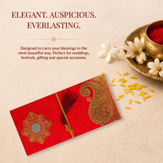 Festive Red & Gold Fold-Open Shagun Envelopes