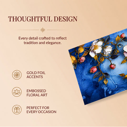 Blue Floral Bird Printed Shagun Envelopes