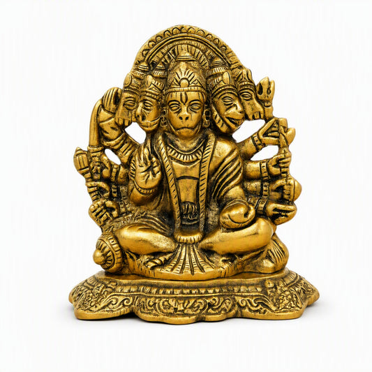 Panchmukhi Hanuman Metal Statue for Pooja Room, Home Temple, Office Desk, Car Dashboard and Gifting