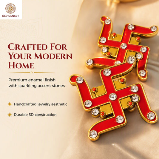 Decorative Swastik Symbols for Entrance, Mandir, Pooja Thali and Festive Decoration – 10 Pairs