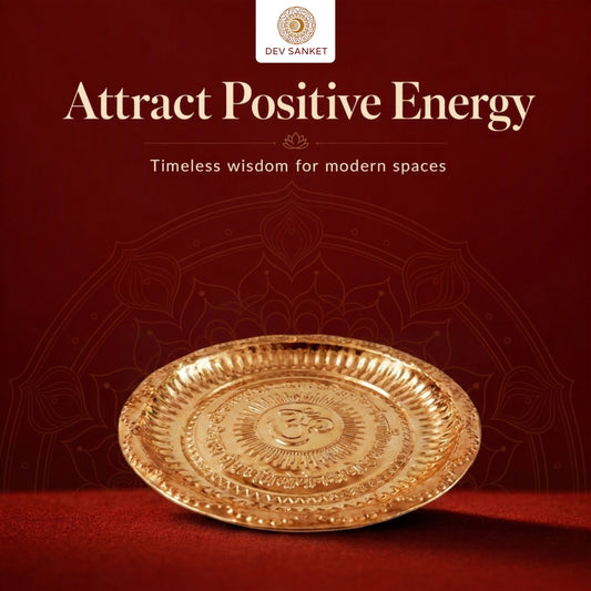 Small Copper Puja Plate for Diya, Kumkum, Roli Chawal, Temple Offerings and Festive Worship
