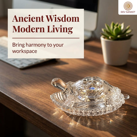 Crystal Tortoise with Leaf-Shaped Decorative Tray, Clear Turtle Showpiece for Home, Office and Gifting