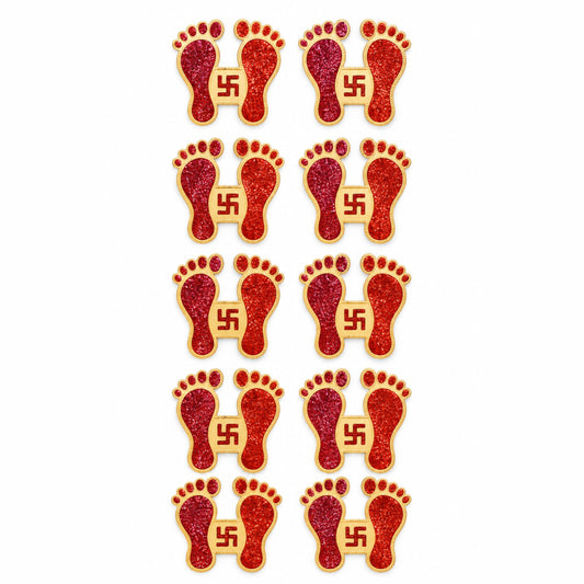 Lakshmi Charan Decorative Footprints for Entrance, Mandir, Pooja Thali and Festive Décor – 5 Pairs