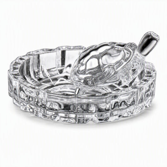 Small Crystal Tortoise with Decorative Tray, Clear Turtle Showpiece for Home, Office Desk, Mandir and Gifting