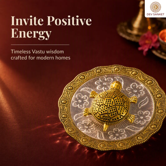 Metal Tortoise with Glass Tray, Decorative Turtle Showpiece for Home, Office Desk, Mandir and Gifting