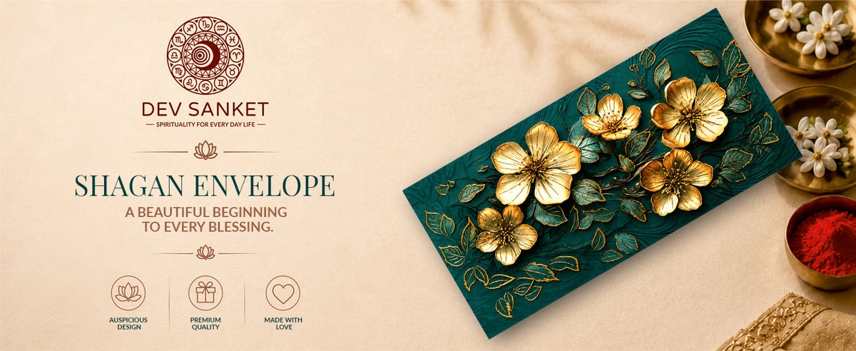 Emerald Green Gold Floral Shagun Envelopes