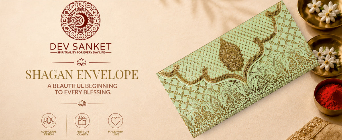 Sage Green & Gold Lotus Shagun Envelopes