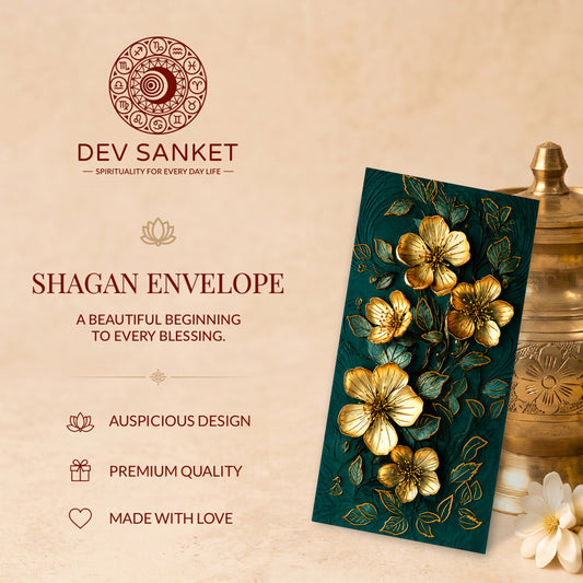 Emerald Green Gold Floral Shagun Envelopes