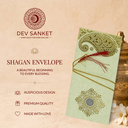 Sage Green & Gold Fold-Open Shagun Envelopes