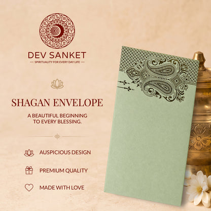 Sage Green Gold Floral Shagun Envelopes