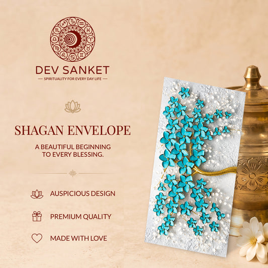 Turquoise Blossom Tree Printed Shagun Envelopes