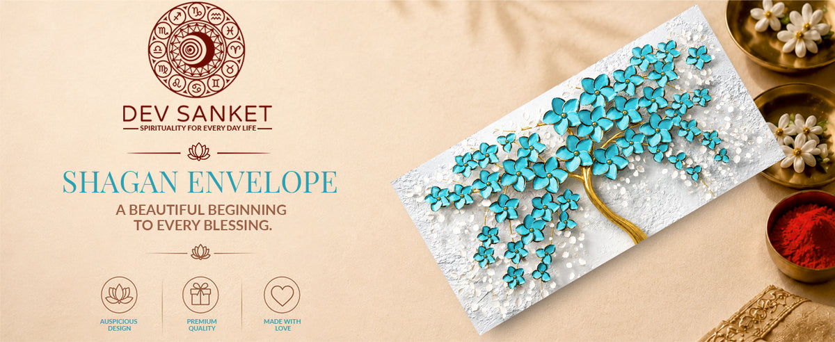 Turquoise Blossom Tree Printed Shagun Envelopes