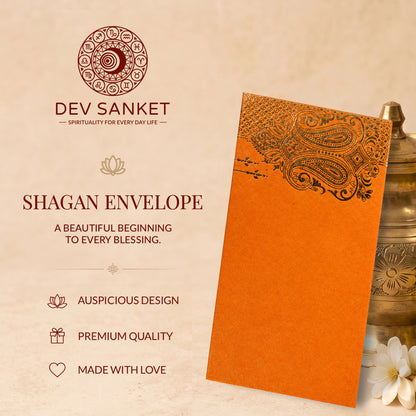 Bright Orange Gold Floral Shagun Envelopes