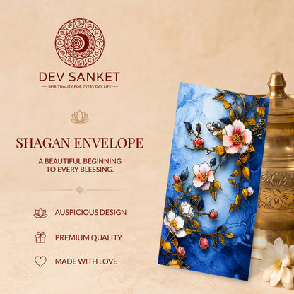 Blue Floral Bird Printed Shagun Envelopes
