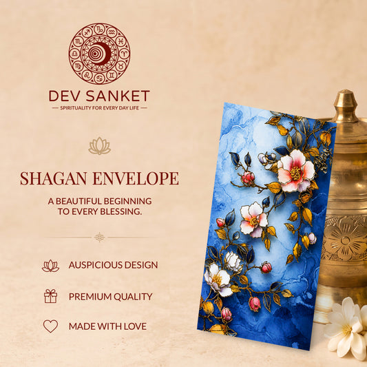Blue Floral Bird Printed Shagun Envelopes