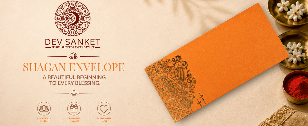 Bright Orange Gold Floral Shagun Envelopes