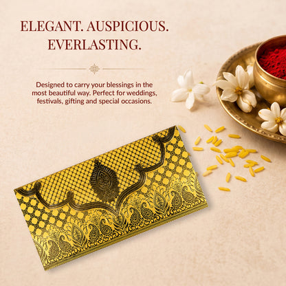Mustard Gold Lotus Shagun Envelopes