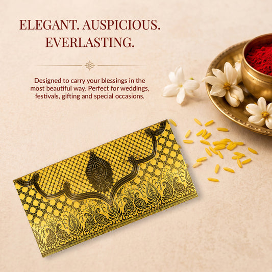 Mustard Gold Lotus Shagun Envelopes