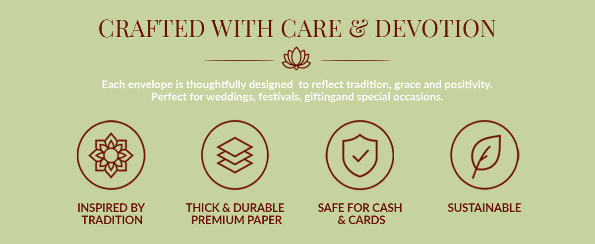 Sage Green & Gold Lotus Shagun Envelopes
