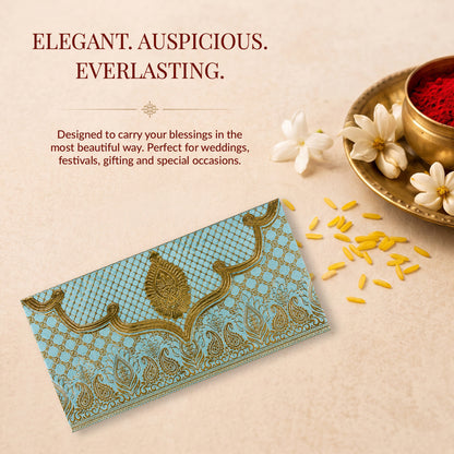 Mint Green & Gold Lotus Shagun Envelopes
