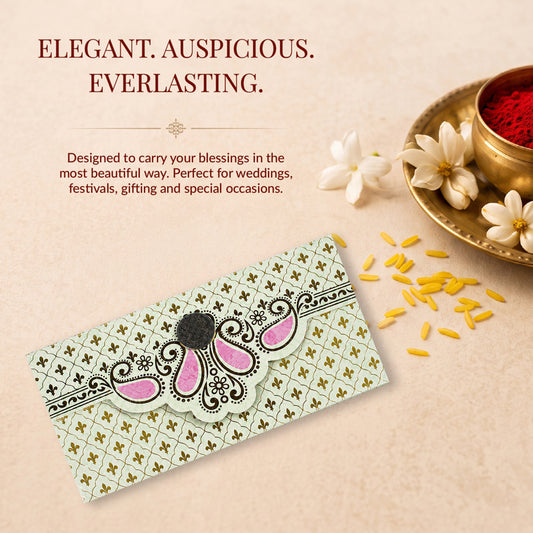Sage Green Gold Ornamental Shagun Envelopes