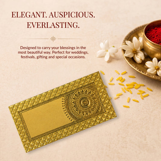 Golden Yellow Mandala Border Shagun Envelopes