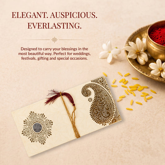 Ivory & Gold Fold-Open Shagun Envelopes