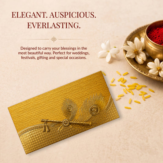 Mustard Gold Patterned Shagun Envelopes