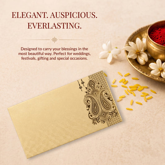 Ivory Gold Floral Shagun Envelopes