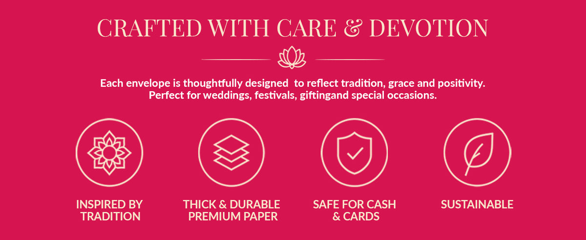 Fuchsia Pink Gold Ornamental Shagun Envelopes