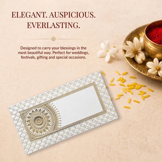Silver Grey Mandala Border Shagun Envelopes