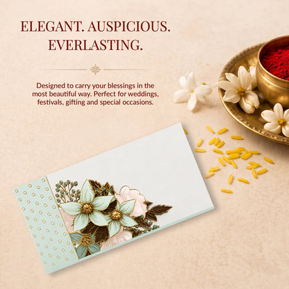Mint Floral Bouquet Printed Shagun Envelopes