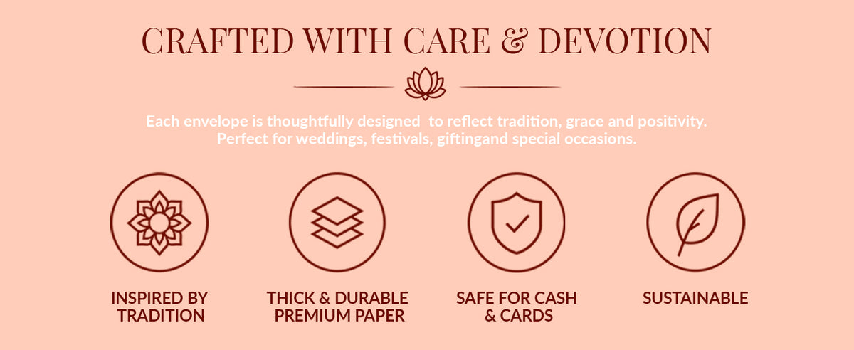 Blush Peach & Gold Fold-Open Shagun Envelopes