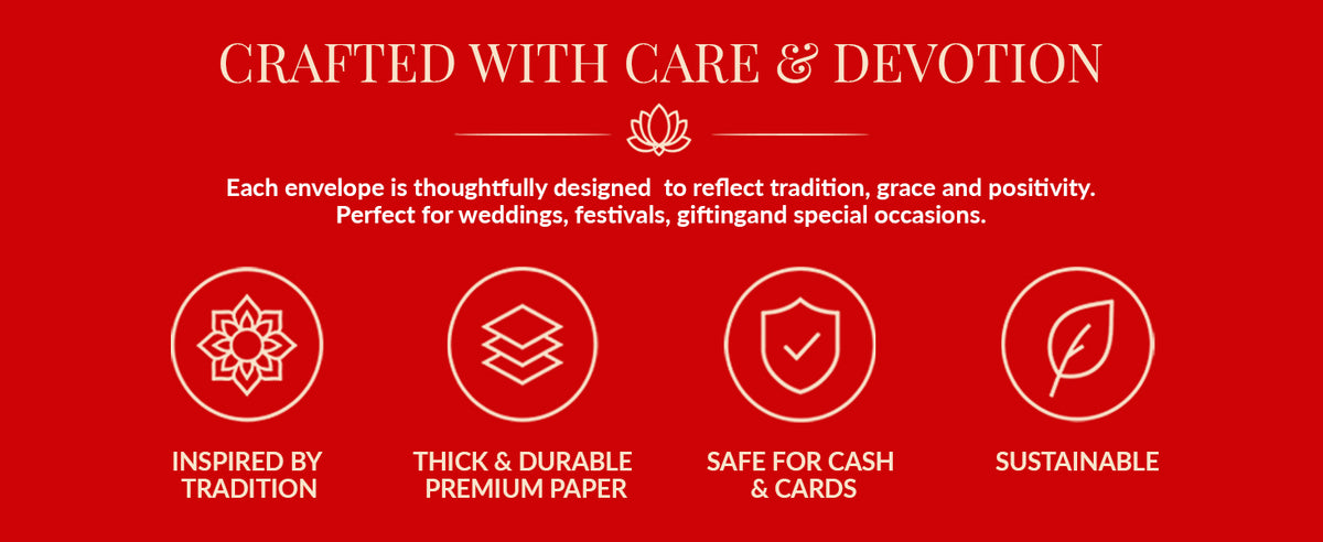 Festive Red & Gold Fold-Open Shagun Envelopes
