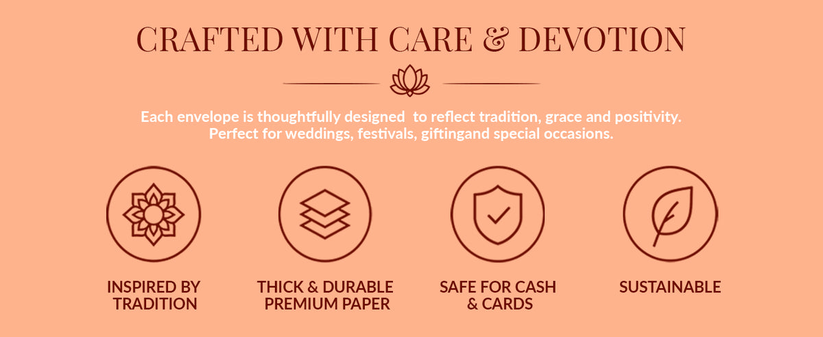 Blush Peach Patterned Shagun Envelopes