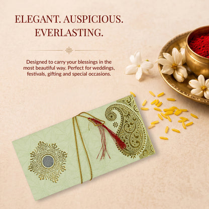 Sage Green & Gold Fold-Open Shagun Envelopes