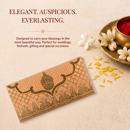 Peach & Gold Lotus Shagun Envelopes
