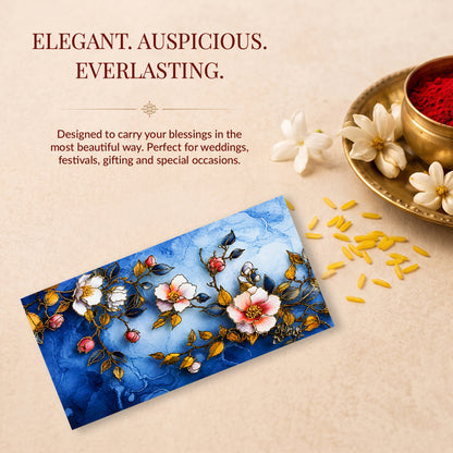 Blue Floral Bird Printed Shagun Envelopes