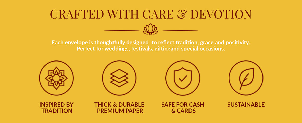 Mustard Gold Lotus Shagun Envelopes