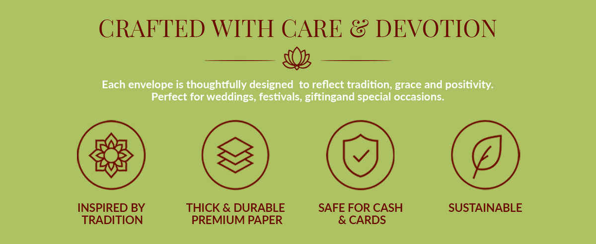 Sage Green Patterned Shagun Envelopes