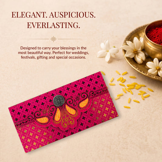 Fuchsia Pink Gold Ornamental Shagun Envelopes