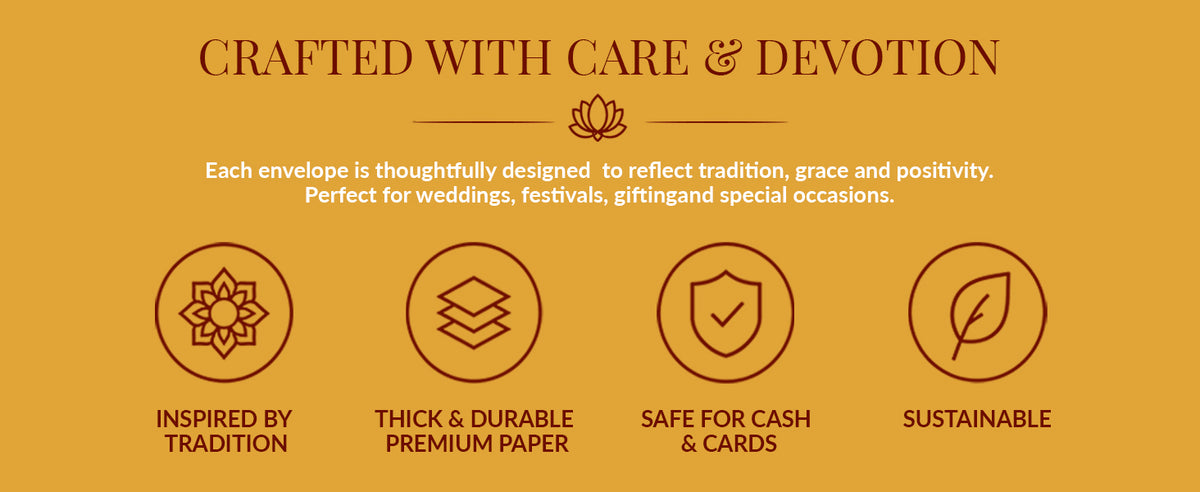 Mustard Gold Patterned Shagun Envelopes