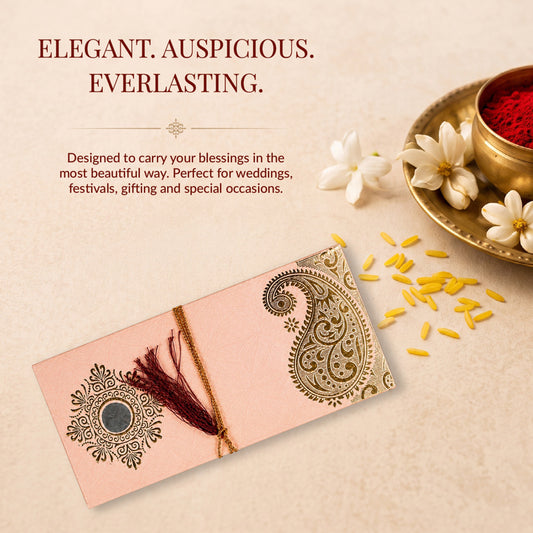 Blush Peach & Gold Fold-Open Shagun Envelopes