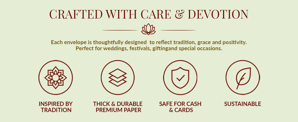 Sage Green Gold Ornamental Shagun Envelopes