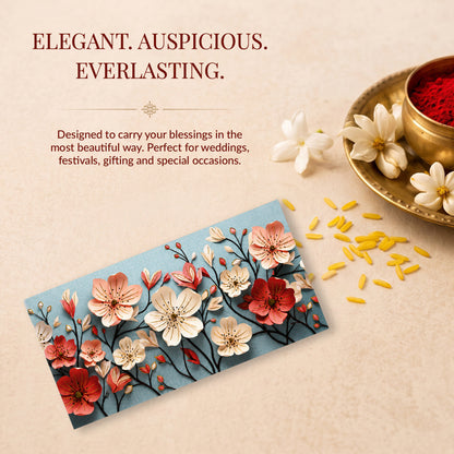 Teal Floral Embellished Shagun Envelopes