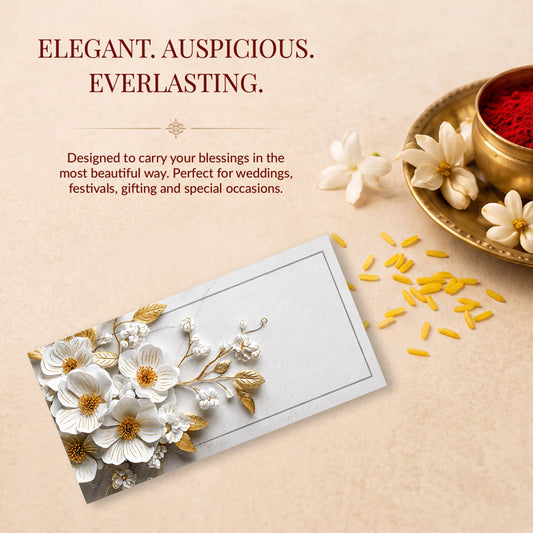 White Floral Embellished Shagun Envelopes