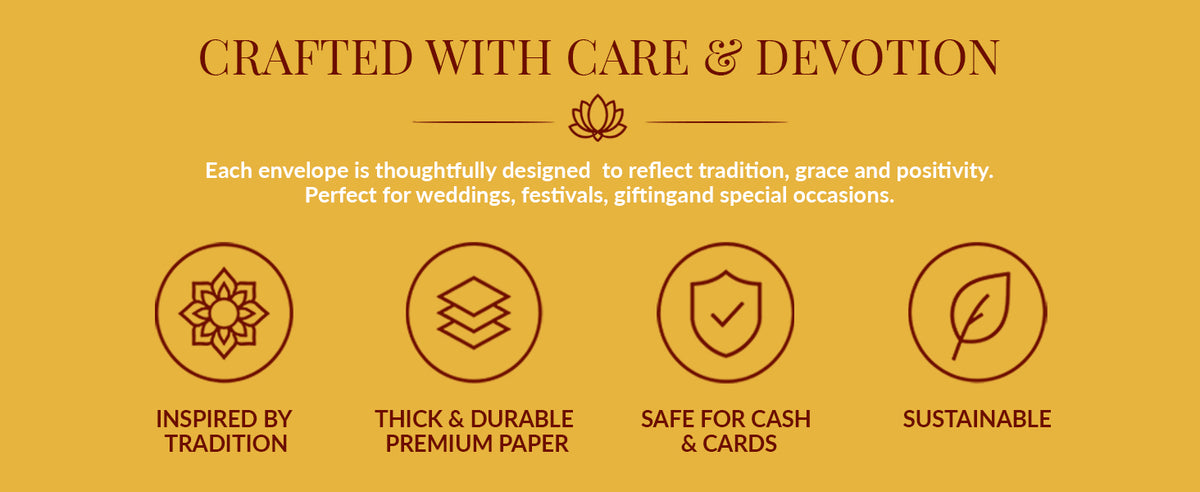 Golden Yellow Mandala Border Shagun Envelopes